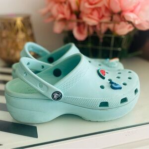 Mint Green Platform Crocs